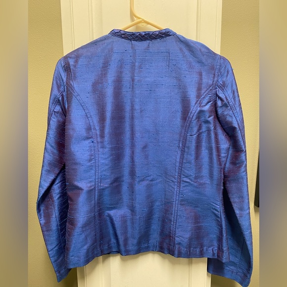 Cobalt Blue 100% Silk Jacket Chicos Size 0 - Picture 2 of 5